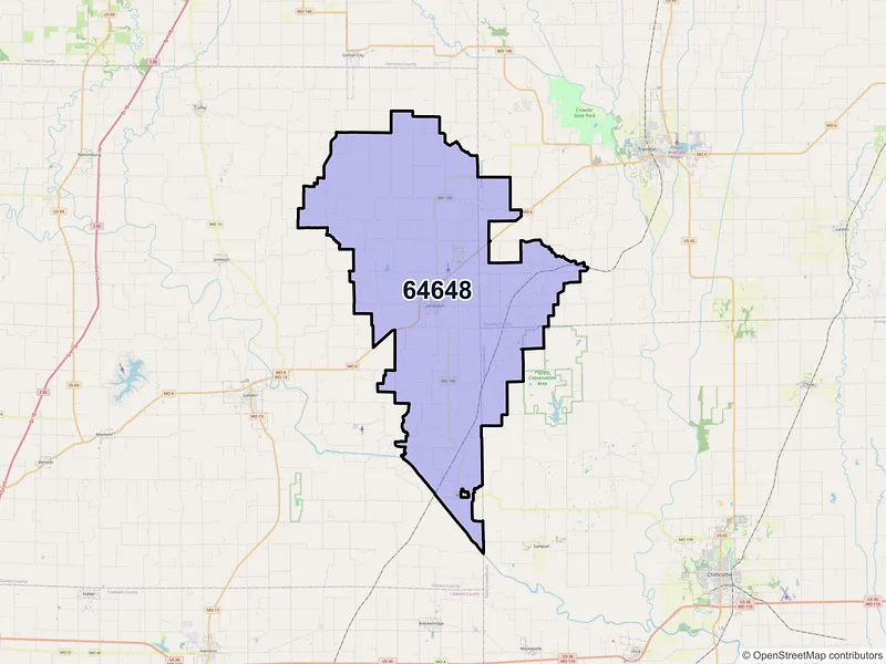 Map of ZIP Code 64648 — Jamesport, MO