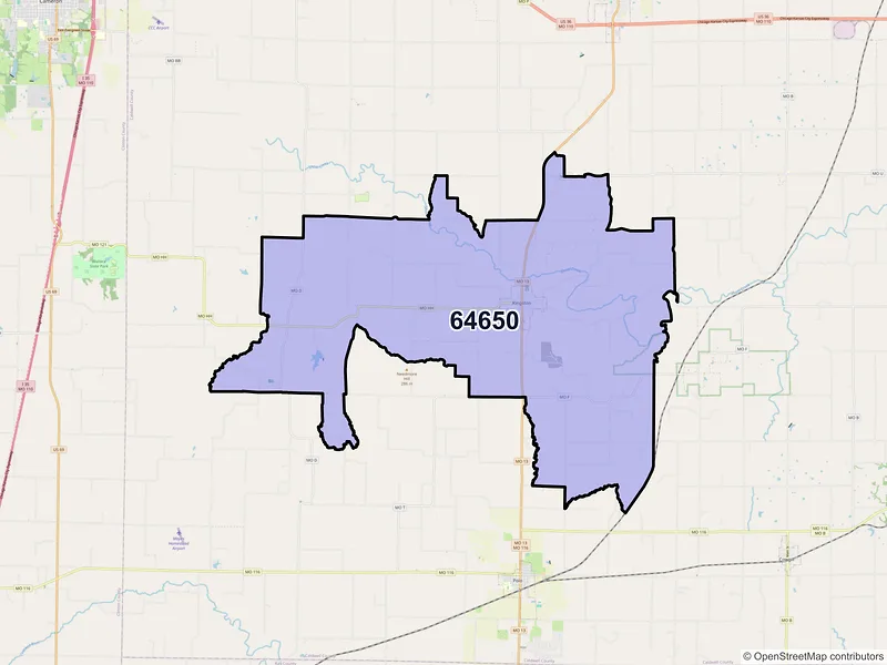 Map of ZIP Code 64650 — Kingston, MO