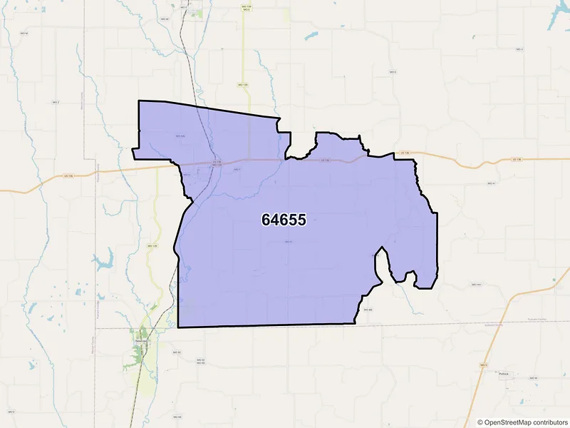 Map of ZIP Code 64655 — Lucerne, MO