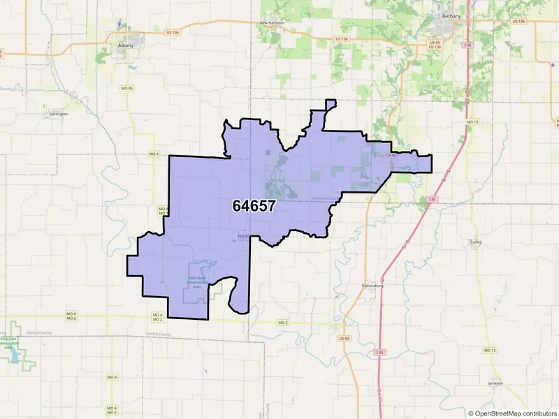 Map of Mc Fall, Missouri and ZIP codes