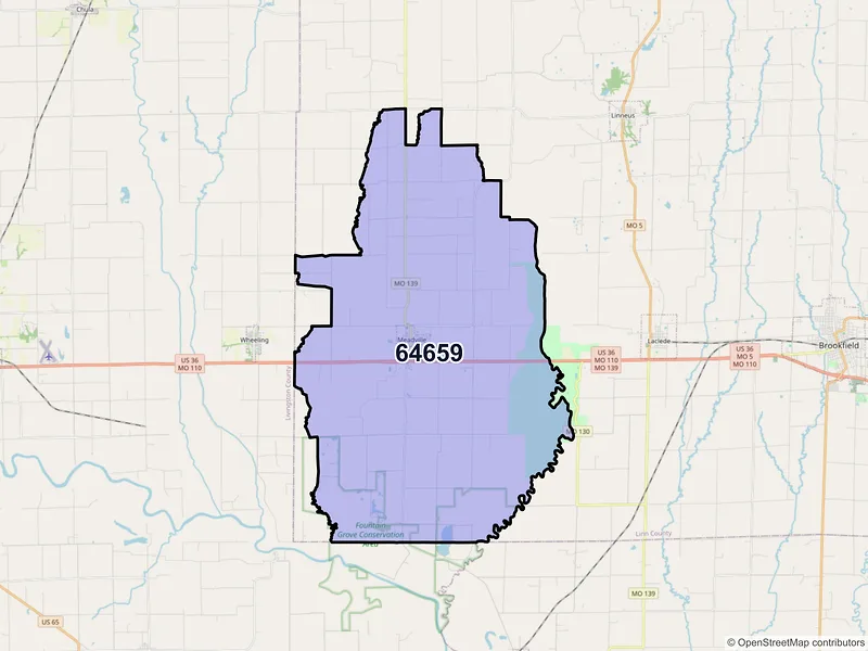 Map of ZIP Code 64659 — Meadville, MO