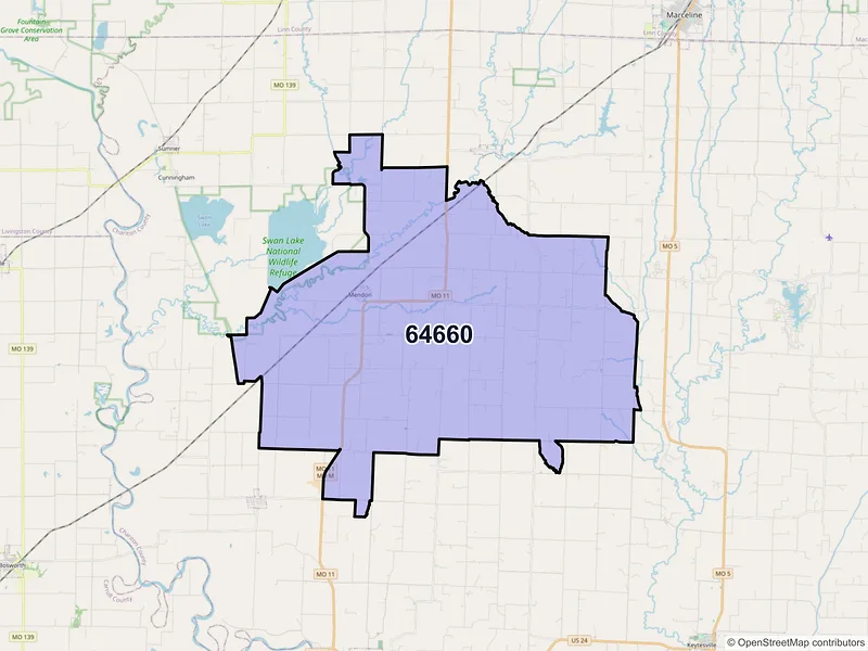 Map of ZIP Code 64660 — Mendon, MO