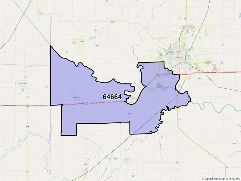 Map of ZIP Code 64664 — Mooresville, MO