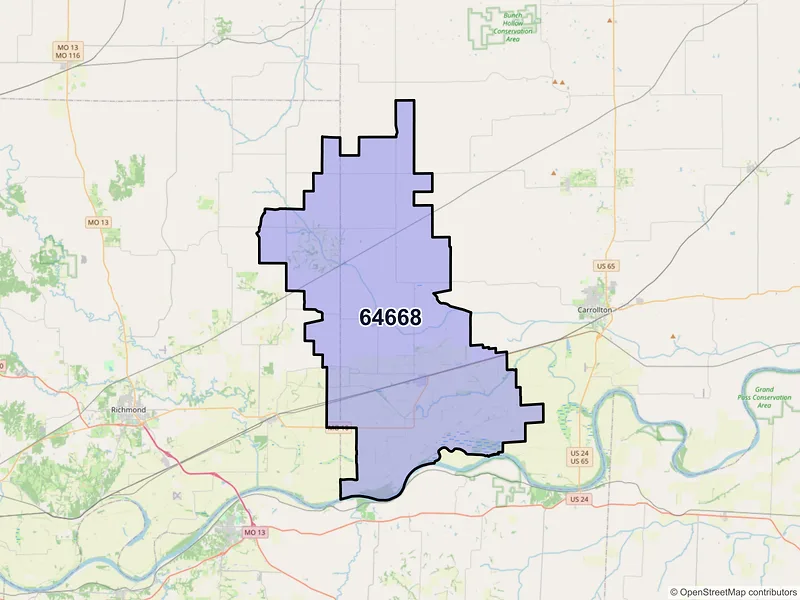 Map of ZIP Code 64668 — Norborne, MO