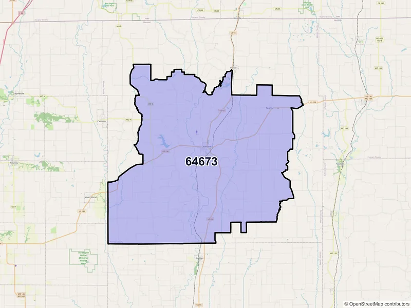 Map of Princeton, Missouri and ZIP codes