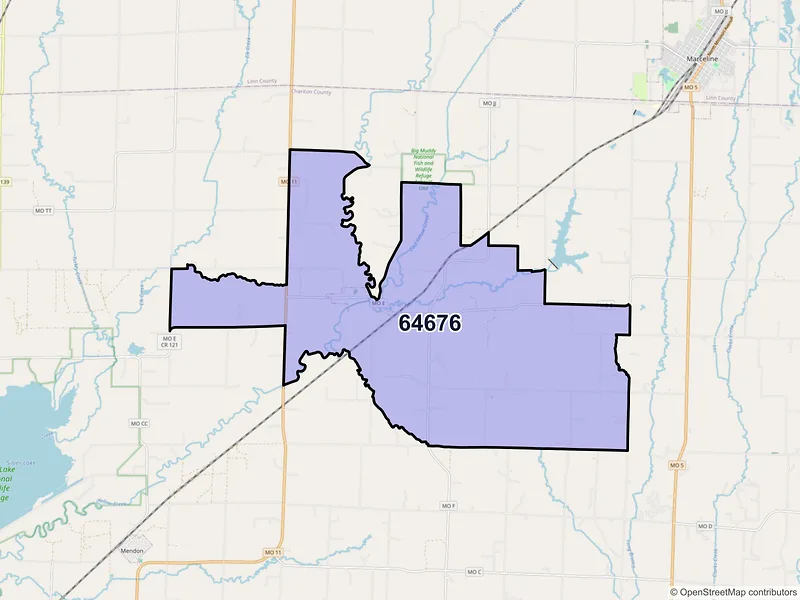 Map of ZIP Code 64676 — Rothville, MO