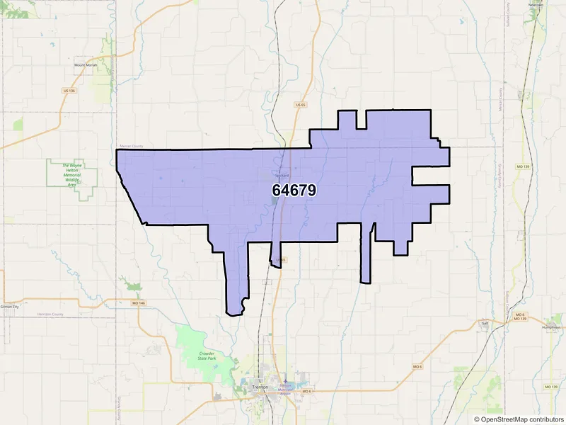 Map of ZIP Code 64679 — Spickard, MO