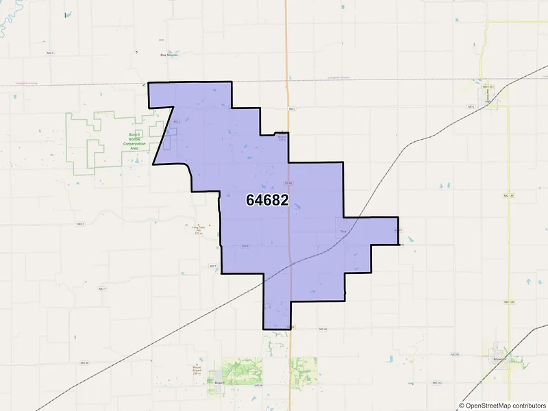 Map of Tina, Missouri and ZIP codes