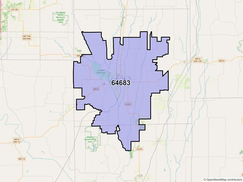 Map of ZIP Code 64683 — Trenton, MO