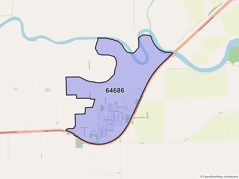 Map of Utica, Missouri and ZIP codes