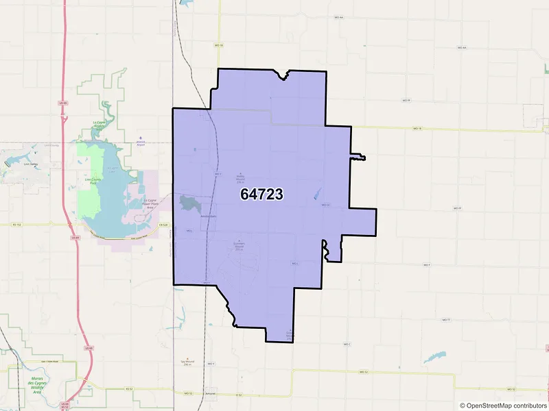 Map of ZIP Code 64723 — Amsterdam, MO