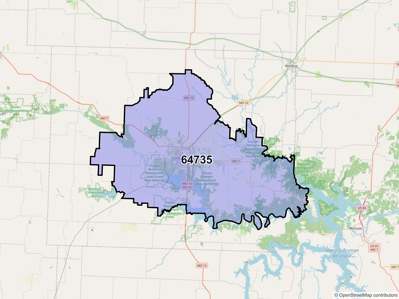 Map of ZIP Code 64735 — Clinton, MO