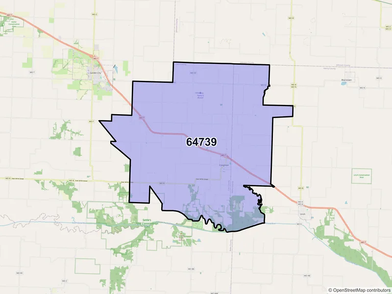 Map of ZIP Code 64739 — Creighton, MO