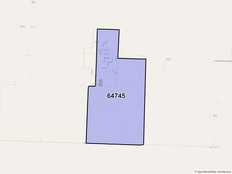 Map of Foster, Missouri and ZIP codes