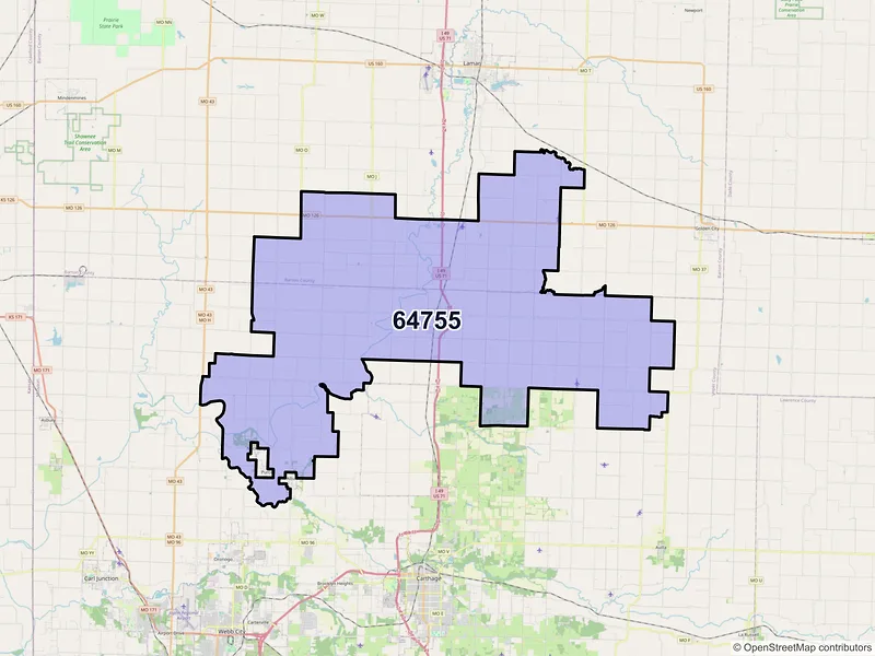 Map of ZIP Code 64755 — Jasper, MO