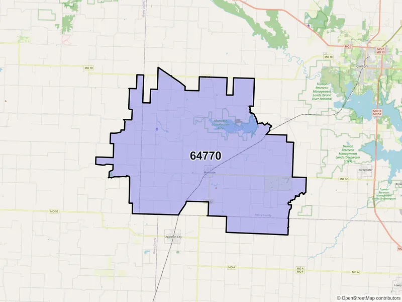 Map of ZIP Code 64770 — Montrose, MO