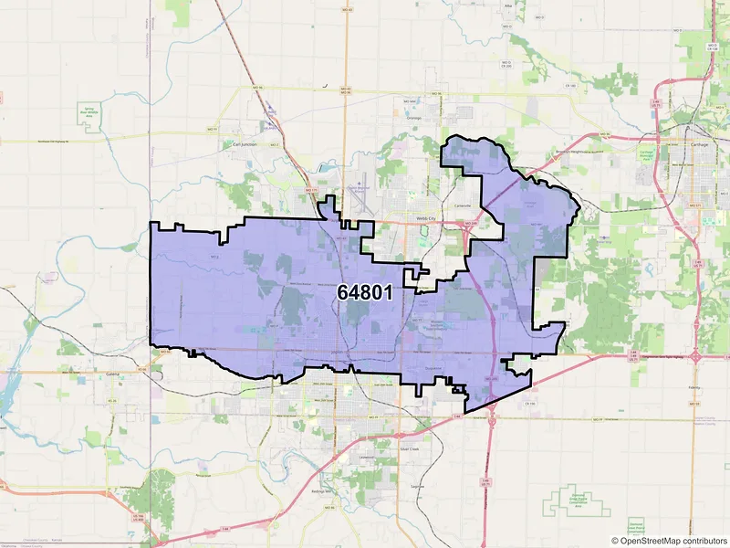 Map of ZIP Code 64801 — Joplin, MO