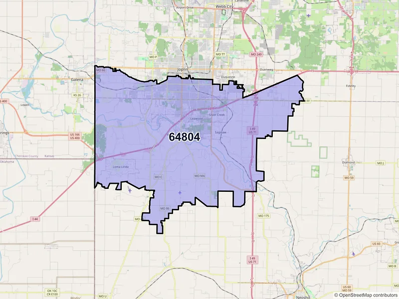 Map of ZIP Code 64804 — Joplin, MO