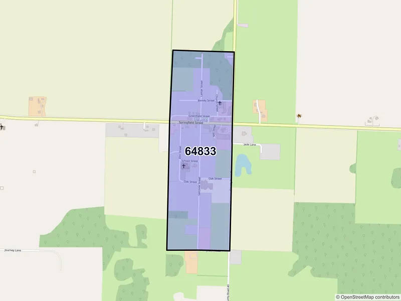 Map of Avilla, Missouri and ZIP codes