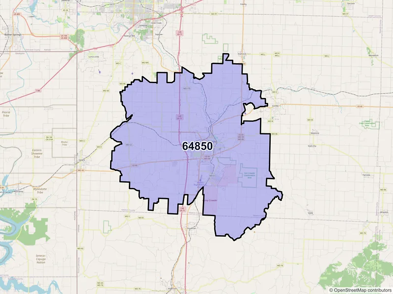 Map of ZIP Code 64850 — Neosho, MO