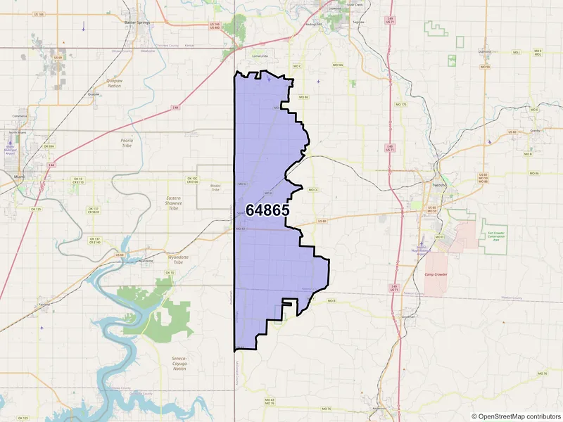 Map of ZIP Code 64865 — Seneca, MO