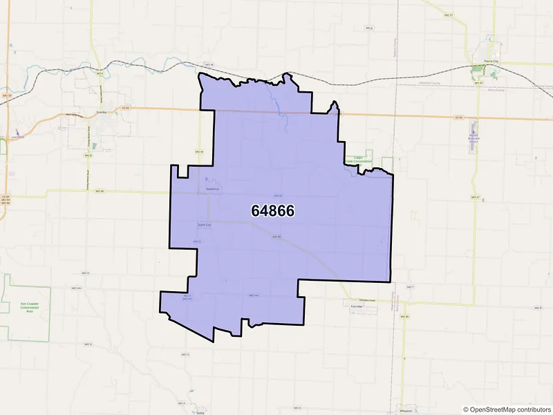 Map of ZIP Code 64866 — Stark City, MO