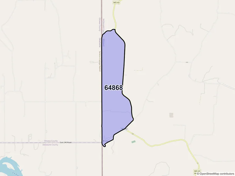 Map of Tiff City, Missouri and ZIP codes