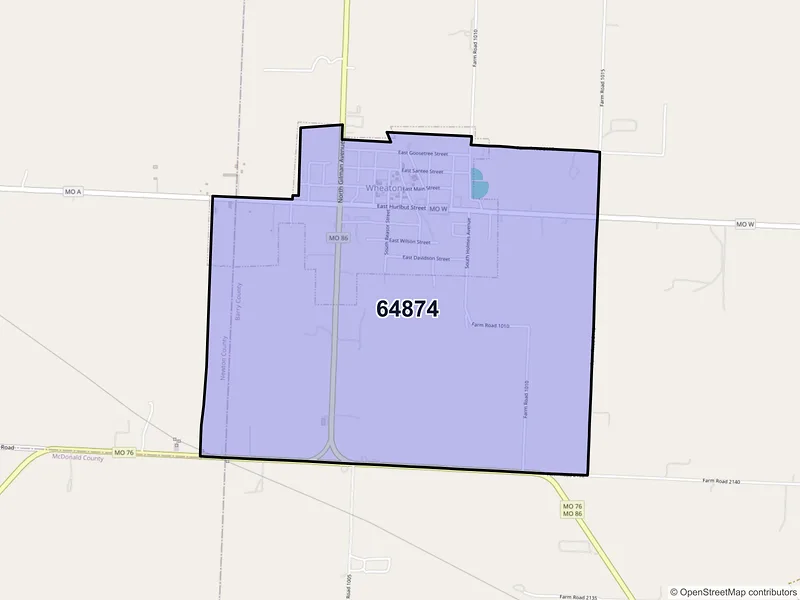 Map of Wheaton, Missouri and ZIP codes