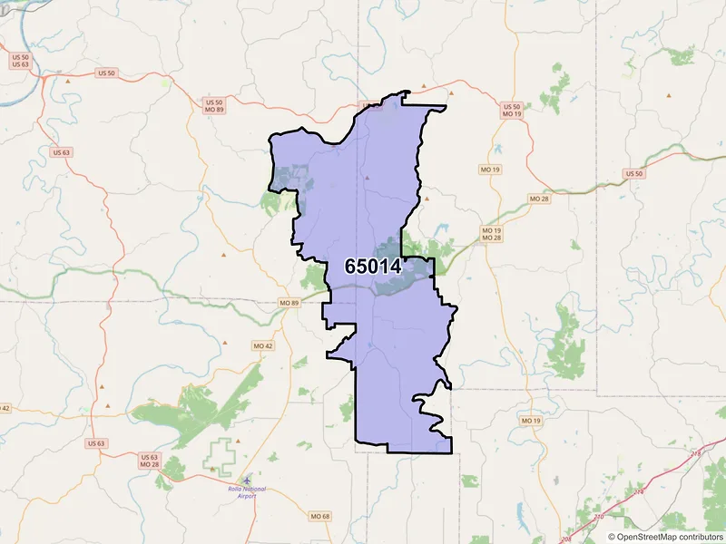 Map of ZIP Code 65014 — Bland, MO