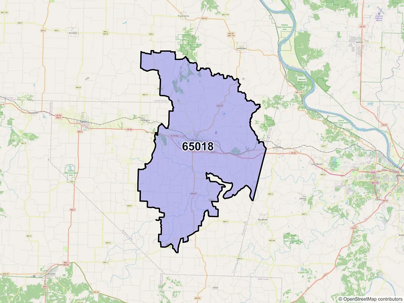Map of California, Missouri and ZIP codes
