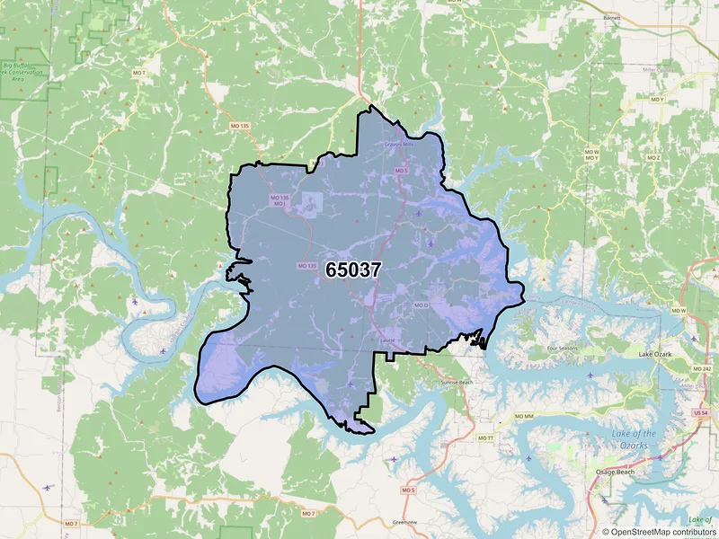 Map of Gravois Mills, Missouri and ZIP codes