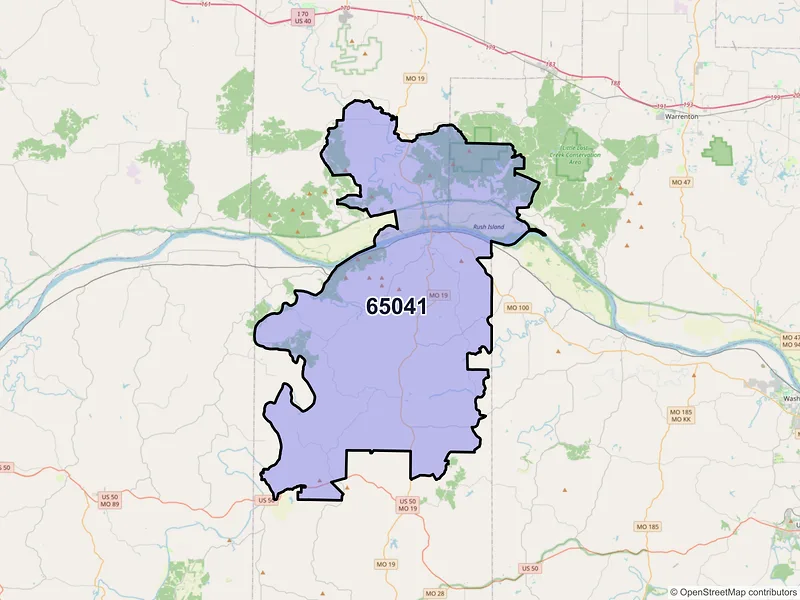 Map of Hermann, Missouri and ZIP codes