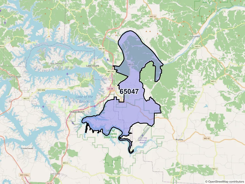 Map of ZIP Code 65047 — Kaiser, MO