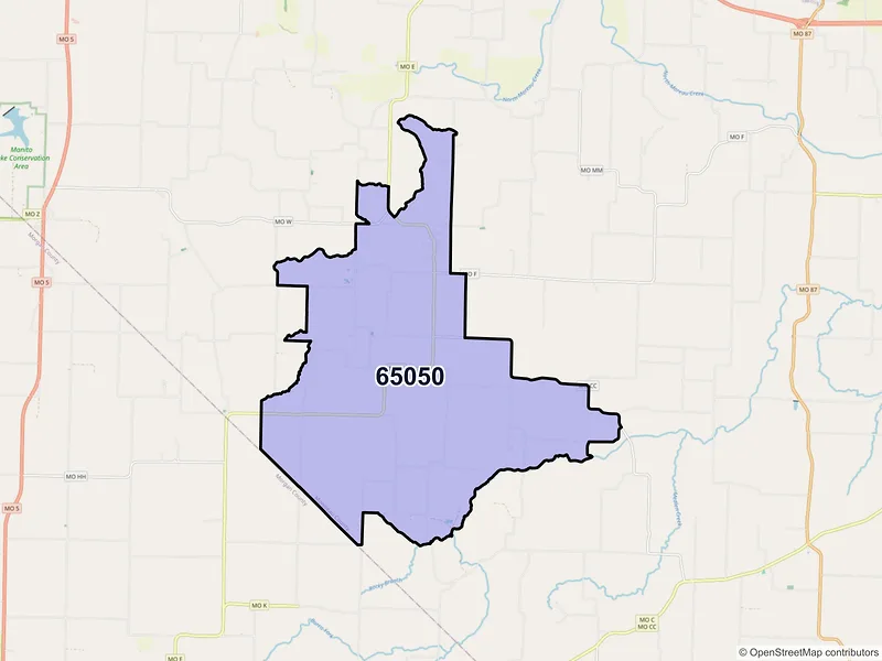 Map of ZIP Code 65050 — Latham, MO
