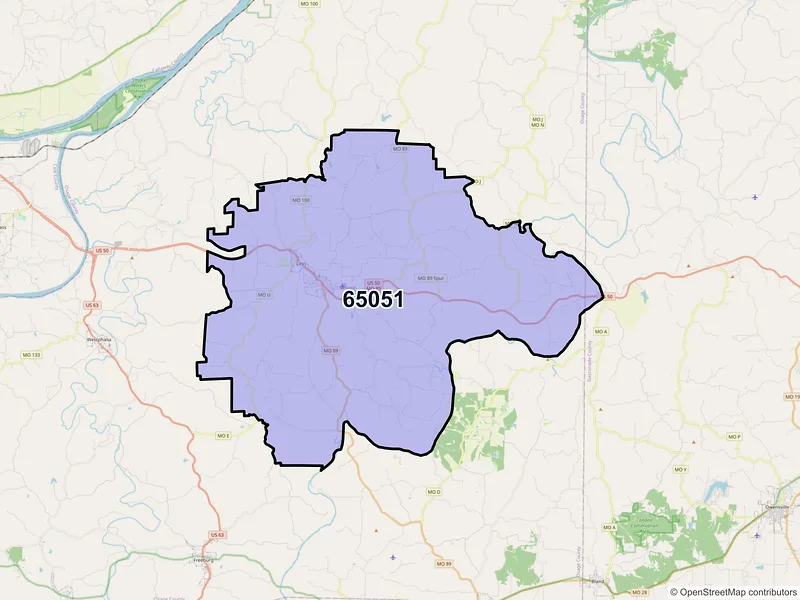 Map of ZIP Code 65051 — Linn, MO