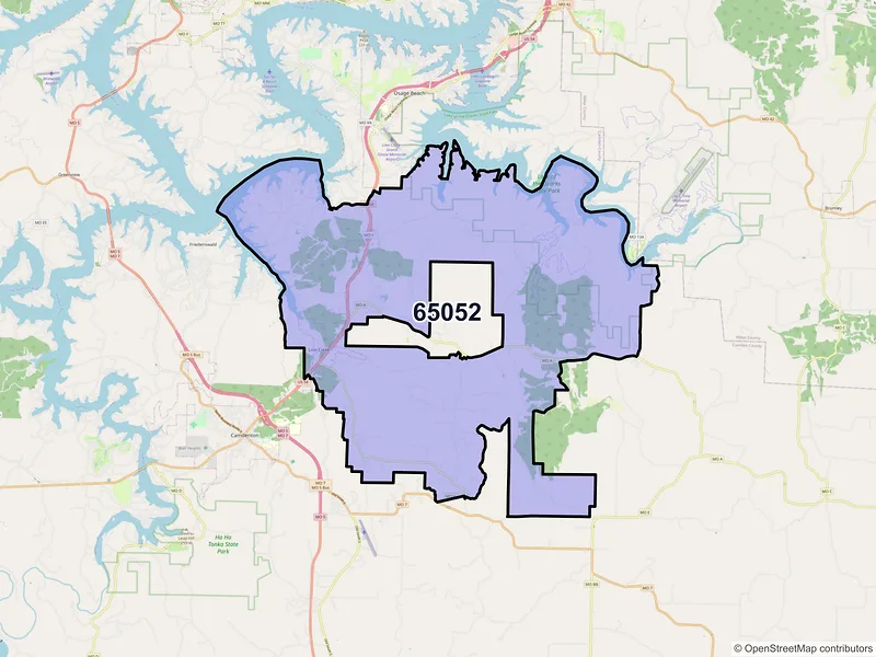 Map of ZIP Code 65052 — Linn Creek, MO