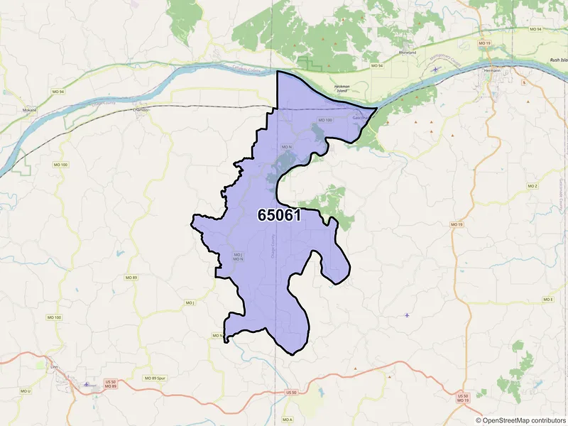 Map of ZIP Code 65061 — Morrison, MO
