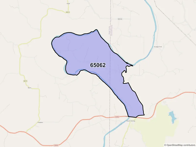 Map of ZIP Code 65062 — Mount Sterling, MO