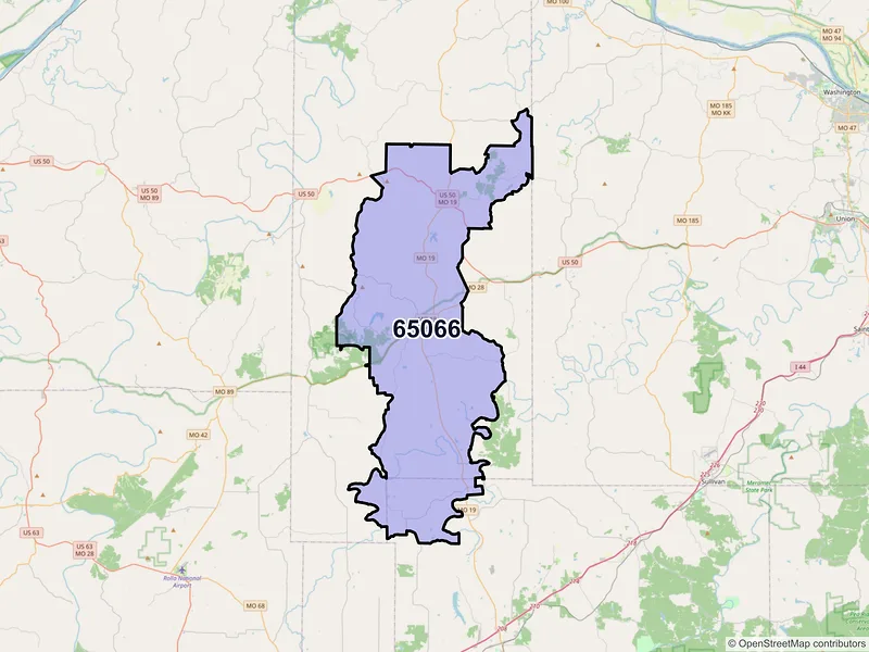 Map of ZIP Code 65066 — Owensville, MO
