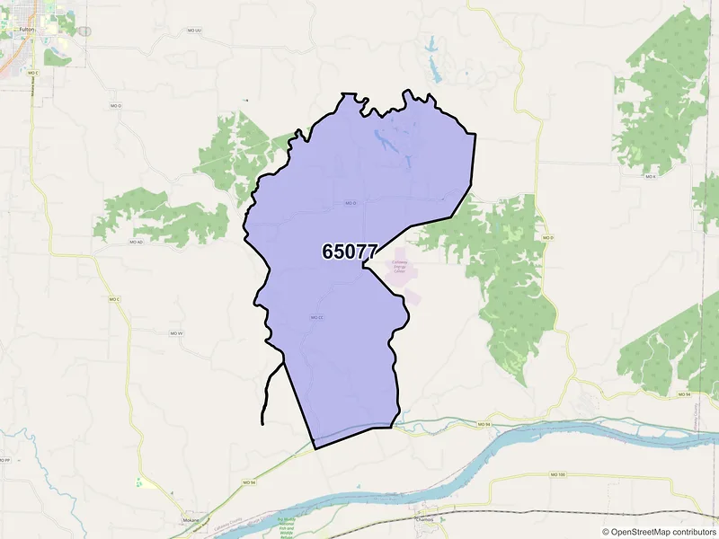 Map of ZIP Code 65077 — Steedman, MO