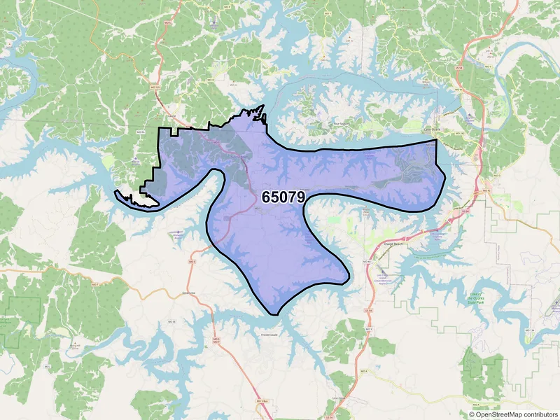 Map of Sunrise Beach, Missouri and ZIP codes