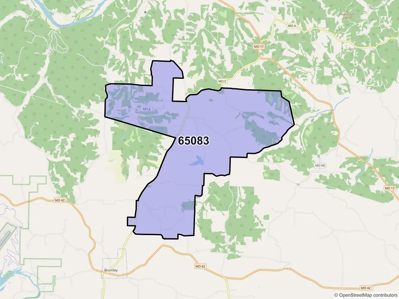 Map of Ulman, Missouri and ZIP codes
