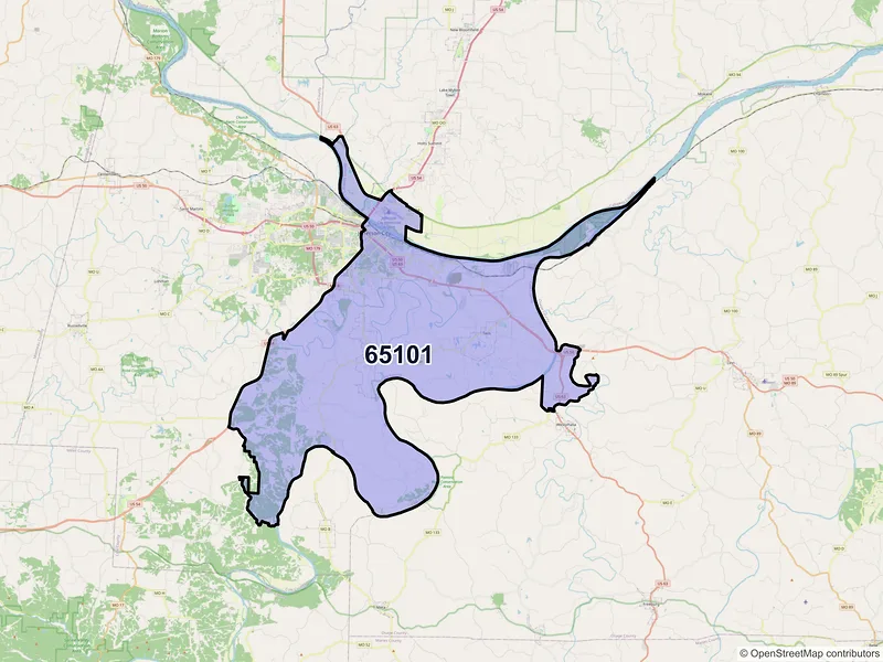 Map of ZIP Code 65101 — Jefferson City, MO