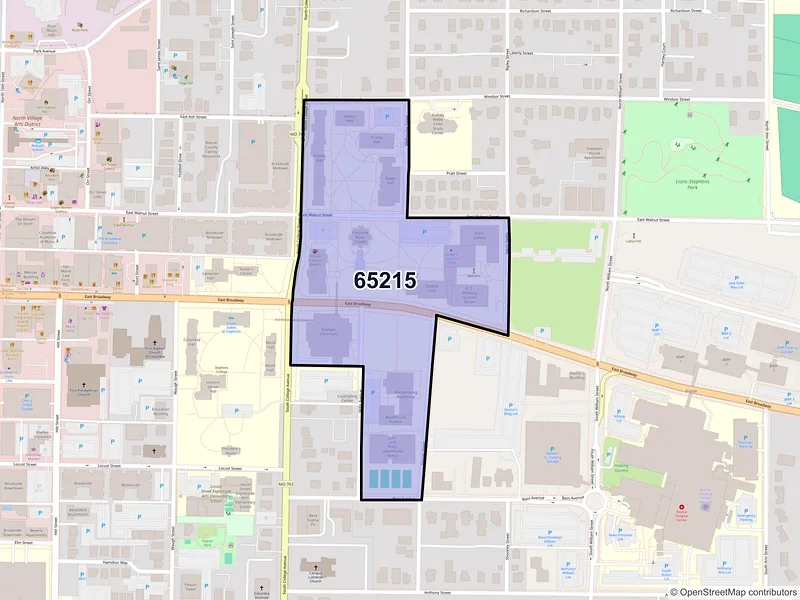 Map of ZIP Code 65215 — Columbia, MO