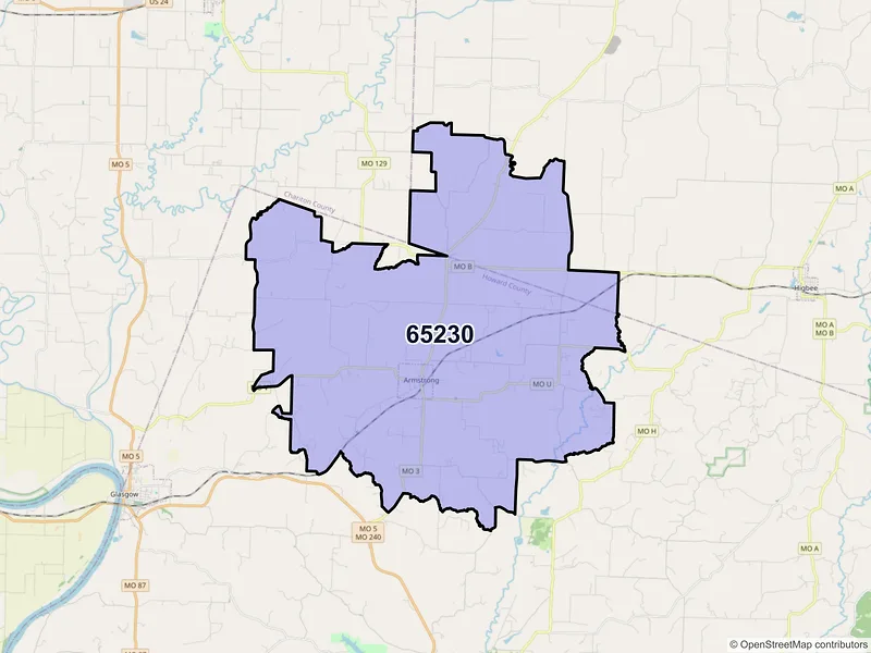 Map of ZIP Code 65230 — Armstrong, MO
