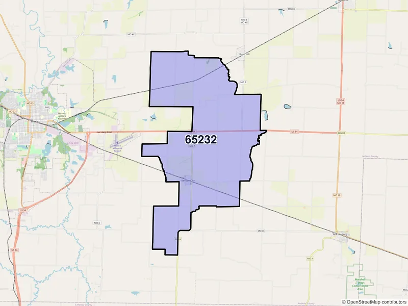 Map of ZIP Code 65232 — Benton City, MO