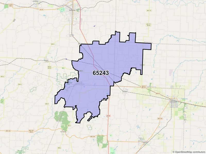 Map of ZIP Code 65243 — Clark, MO