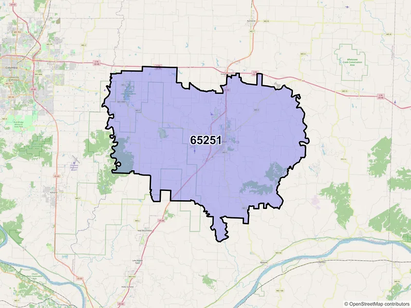 Map of ZIP Code 65251 — Fulton, MO