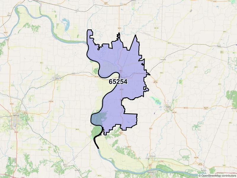Map of ZIP Code 65254 — Glasgow, MO