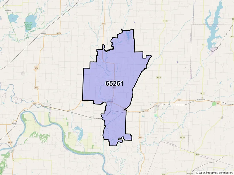 Map of ZIP Code 65261 — Keytesville, MO